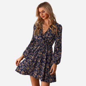 Women's Long Sleeve Elastic Waist Ditsy Floral Dress -Cupshe - 1 of 4