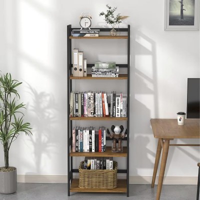NicBex 5-Tiers Bookshelf,Bamboo Bookcase Storage Organizer Display Shelving Unit for Home Office,Living Room,Kitchen,Bathroom