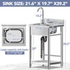 Huxxion Stainless Steel Utility Sink, Free Standing Single Bowl Kitchen Sink with Cold and Hot Water Pipe, Outdoor Basin Station with Cabinet - 4 of 4