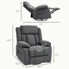 Recliner Massage Armchair with Heat, Oversized Swivel Rocker Recliner with Footrest, Remote Control and Side Pockets, Gray - 3 of 4