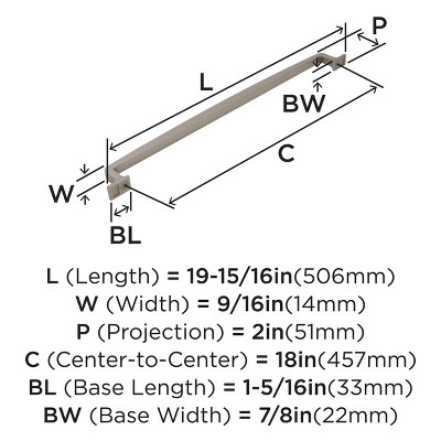 Satin Nickel 18-Inch Appliance Pull with Mounting Hardware