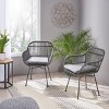 Modern Outdoor Faux Rattan Woven Back Dining Chairs Set of 2,Rattan Dining Armchair,Fabric Upholstered Kitchen Dining Room Chairs-Coolbibila - 2 of 4