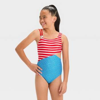 Girls' Star Spangled Striped One Piece Swimsuit - Cat & Jack™