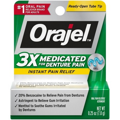 Orajel 3X Medicated For Denture Pain Gel - 0.25oz