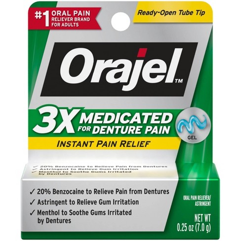 Orajel 3X Medicated For Denture Pain Gel - 0.25Oz : Target