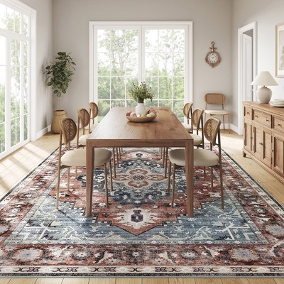 SONGMICS HOME 12*9ft Area Rug, Non-Slip Carpet, Traditional Vintage Style, Machine Washable coffee brown