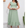 Womens Maternity Dress Cap Sleeve V Neck Ruffle Summer Casual Baby Shower Maxi Dresses - 3 of 4