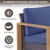 POCASSY 74.8" Outdoor 3-Seater Sofa with Meatl Armrest, Outdoor Furniture Sofa with Faux Wood Square Armrest and High Back for Porch Deck - 4 of 4