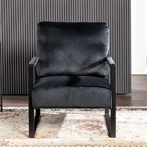 CAVINAS PU Leather/Microfiber/Velvet Upholstered Accent Chair with Metal Frame,Mid Century Arm Chair with Cushion for Bedroom,Reading Room - 1 of 4