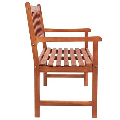 47.2" Red Acacia Wood Outdoor Garden Bench with Cushion