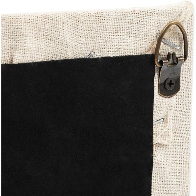 Beige Linen Fabric Photo Bulletin Board with Brass Accents, 16" x 12"