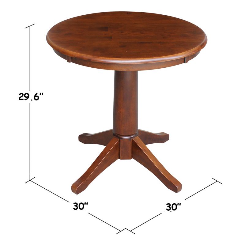 30" Nick Round Top Pedestal Table Espresso - International Concepts, 4 of 7