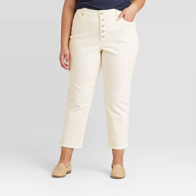 plus size white capri jeans