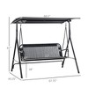 Dracelo Seats 2 Adults Loveseat Bench with Adjustable Tilt Canopy, Armrests, A-Frame Steel,black - 3 of 4