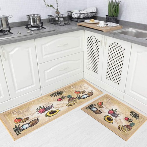 J&v Textiles 2-piece Non Slip Kitchen Mat Rugs Comfort Standing Mats For  Home Kitchen Entrance Door Mat (tropical Fruits) : Target