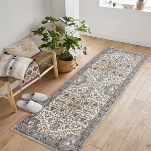 Rug Traditional Floor Cover Thin Print Indoor Non-Slip Machine Washable Rug - 1 of 4