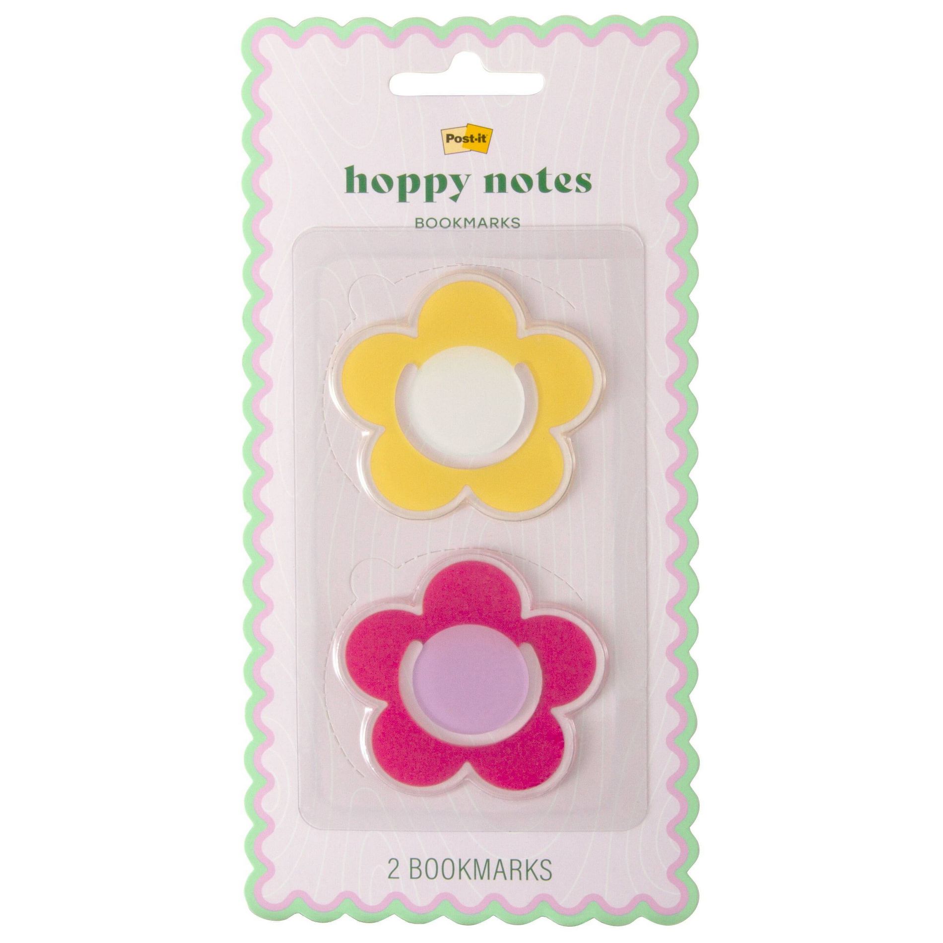 Post-it 2pk Hoppy Notes Pink and Yellow Flower Bookmarks