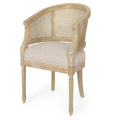 25.5"Accent Chair Rubber Wood Beige Natural