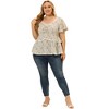 Agnes Orinda Women's Plus Size Tiered Floral Babydoll Ruffle Short Sleeve Blouses - 3 of 4