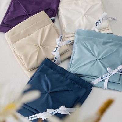 Beige Queen Microfiber 7-Piece Pintuck Bed in a Bag Set