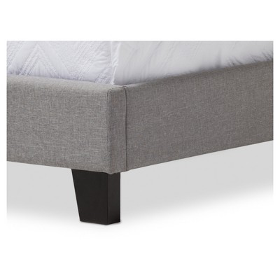 Elegant Twin-Size Linen Upholstered Bed with Diamond Tufting - Gray