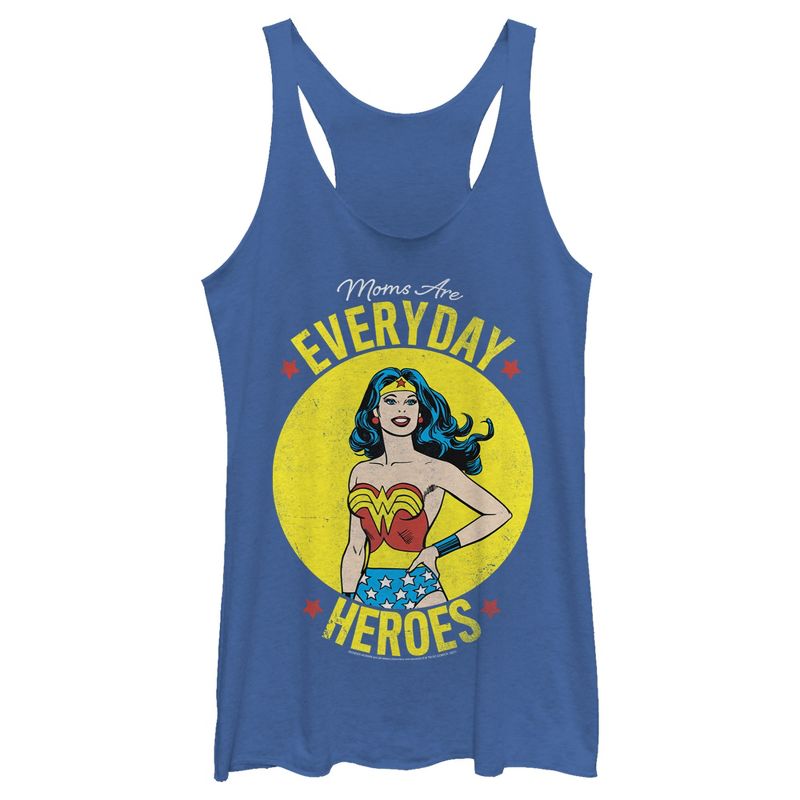 Women's Wonder Woman Moms Are Everyday Heroes Racerback Tank Top, 1 of 5