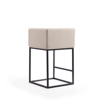 Cream Faux Leather and Metal Counter Height Barstool