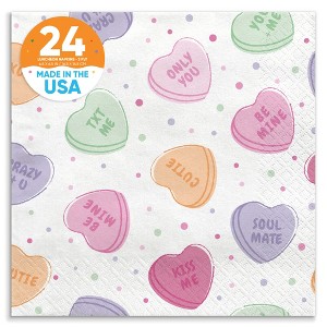 Big Dot of Happiness Valentine Hearts Napkins, Galentine's & Valentine's Day Party Decor, White 3-Ply Paper Luncheon Dinner Napkins - 24 Count - 1 of 4