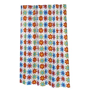 Carnation Home Fashions Extra Long "Abbie" Fabric Shower Curtain - Multi 70" x 84" - 1 of 3