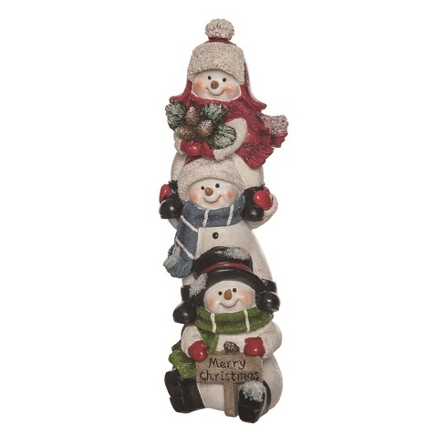 Transpac Resin 11.5 In. Multicolor Christmas Stacked Snowman Decor : Target