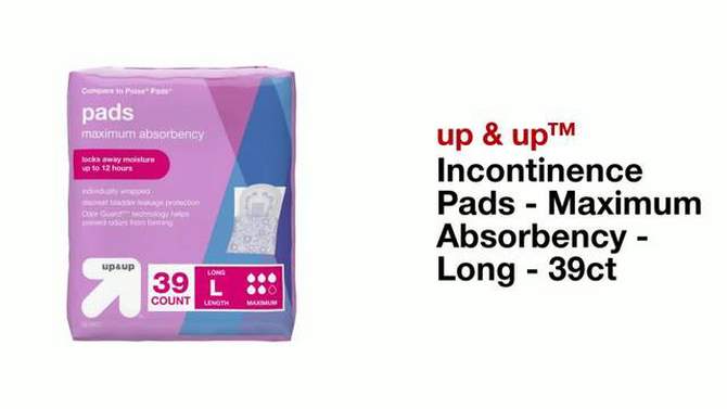 Incontinence Pads - Maximum Absorbency - Long - 39ct - up &#38; up&#8482;, 2 of 5, play video