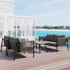 Outdoor Sectional Sofa Set, 4 Pcs Rope Sofa Set with Thick Cushions and Toughened Glass Table, All-Weather Sofa Set for 4 People-Coolbibila - 2 of 4