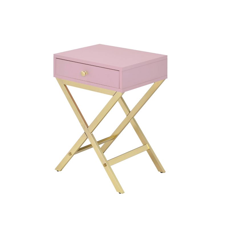16&#34; Coleen Accent Table Pink/Gold Finish - Acme Furniture, 4 of 5