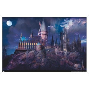 Trends International The Wizarding World: Harry Potter - Hogwarts At Night Framed Wall Poster Prints - 1 of 4