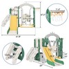 5-in-1 Kids Slide Swing Set Climber Slide Playset With Basketball Hoop Indoor Outdoor Playground For Boys Girls Birthday Xmas Gifts, Green - 2 of 4