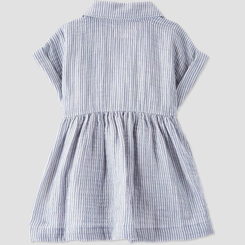Little Planet by Carter's Organic Baby Girls' Gauze Striped Dress - Blue, 2 of 6