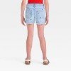 Girls' Mid-Rise Star Embroidered Cutoff Denim Shorts - Cat & Jack™ Light Wash - 2 of 4
