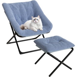 Comfy Saucer Chair, Foldable Living Room Chairs, Soft Faux Fur Lounge Chair for Bedroom,Reading Chairs for Adults,Kids(Brown) - 1 of 4