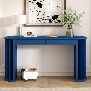 Bella Depot Farmhouse 59" Entryway Table, Curved Sofa Table for Entrance, Hallway, Living Room - 1 of 4