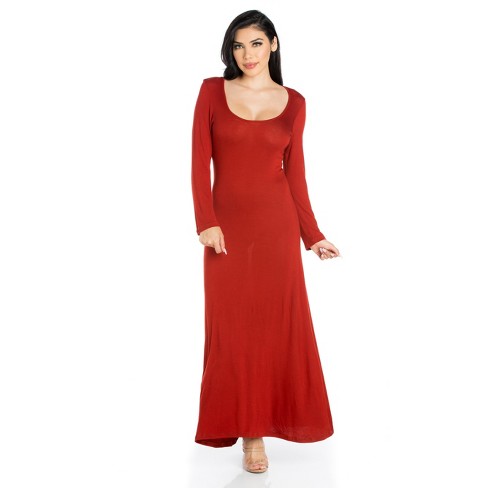 24seven Comfort Apparel Womens Long Sleeve Maxi Dress : Target