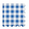 Blue Panda 100 Pack Blue Buffalo Check Plaid Scalloped Paper Napkin for Picnic Party Supplies, 6.5 x 6.5 in - 4 of 4