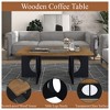 Tempered Glass Coffee Table Wood Cocktail Table Sofa Side Table Center Table Conference Table Game Table, Black/Espresso-ModernLuxe - 3 of 4