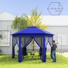 13' x 13' Pop Up Gazebo Hexagonal Canopy Shelter with 6 Zippered Mesh Netting for Patio Backyard Garden Wedding Party - 3 of 4