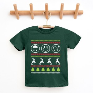 SmileyWorld Ugly Christmas Sweater Pixels - Youth Short Sleeve Graphic T-Shirt - 1 of 4