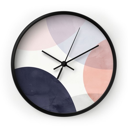 Emanuela Carratoni Pastel Shapes Round Black Wall Clock - Deny Designs ...