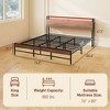 King Size Bed Frame with LED Lights and Charging Station, King Bed Frame with Storage Headboard, Noise-Free - 3 of 4