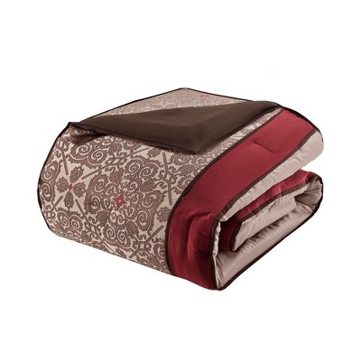 California King Red Jacquard Microfiber 24-Piece Bedding Set