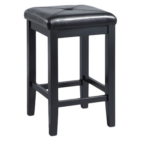 Crosley Furniture Butcher Block Top Kitchen Island with 24 inch School House Stools, Black