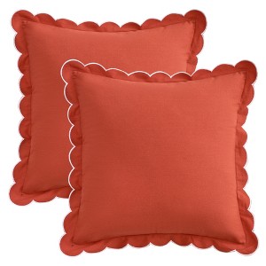 REGALWOVEN Cotton Modern Soft Cozy Throw Pillow Covers with Scalloped Wavy Edge Designs for Home Decor 18 x 18 Inch 2 Pcs - 1 of 4
