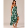 Allegra K Women's Floral Spaghetti Strap Wrap V Neck Ruffle High Low Hem Sleeveless Sundresses with Belt - 3 of 4